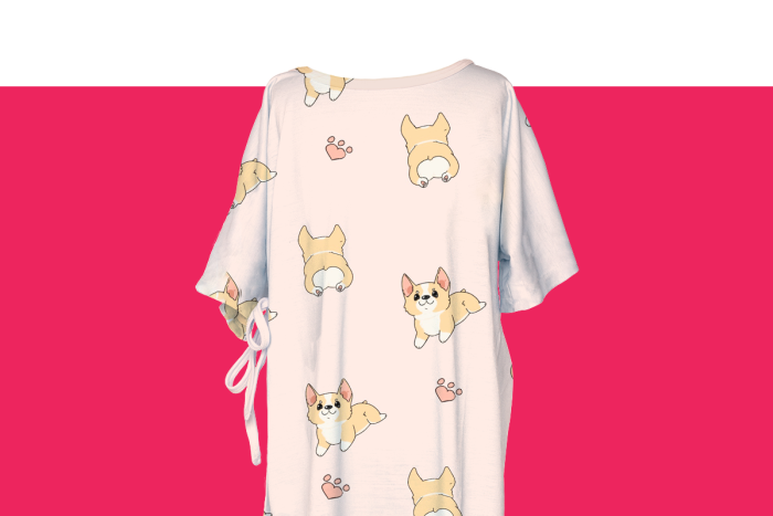 Hospital gown with corgis all over